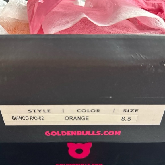 Golden bulls bianco rio Orange women’s heels sz 8.5 nwt - Picture 3 of 4
